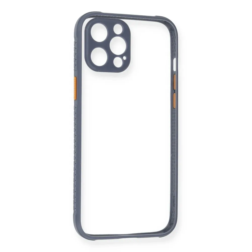 Newface Iphone 12 Pro Kılıf Miami Şeffaf Silikon - Gri