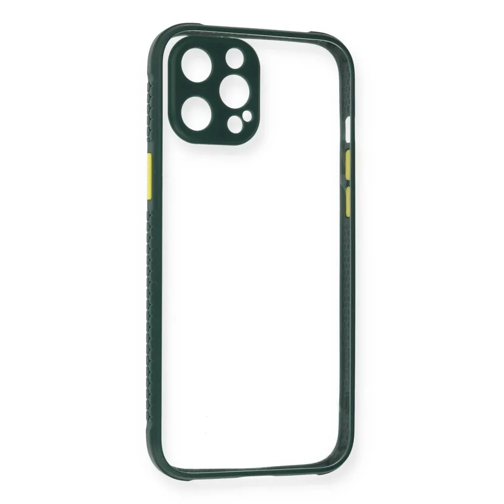 Newface Iphone 12 Pro Kılıf Miami Şeffaf Silikon - Koyu Yeşil