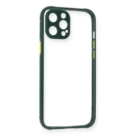 Newface Iphone 12 Pro Kılıf Miami Şeffaf Silikon - Koyu Yeşil