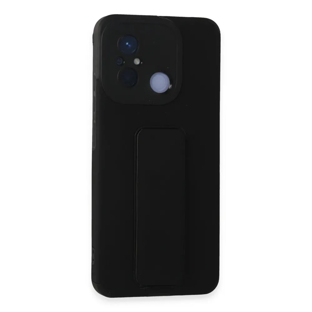 Newface Xiaomi Redmi 12C Kılıf Mega Standlı Silikon - Siyah