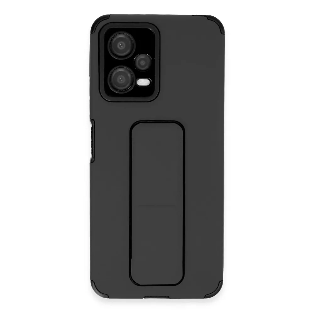 Newface Xiaomi Poco X5 5G Kılıf Mega Standlı Silikon - Siyah