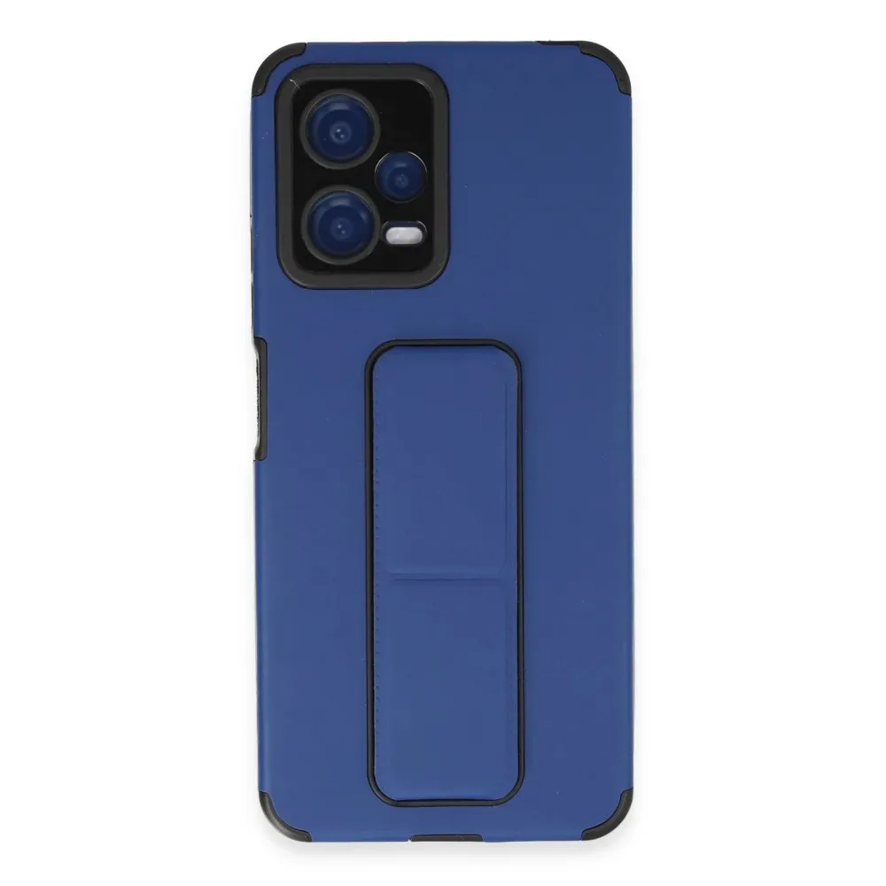 Newface Xiaomi Poco X5 5G Kılıf Mega Standlı Silikon - Mavi
