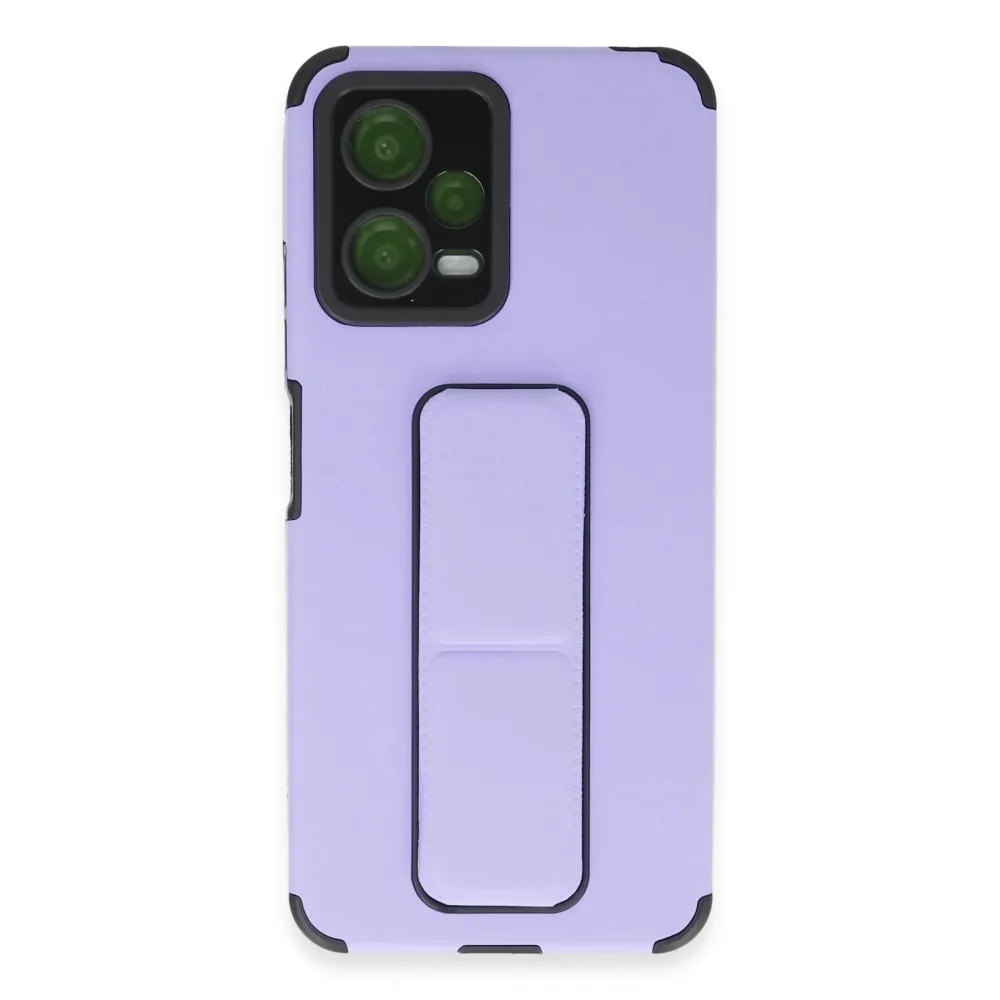 Newface Xiaomi Poco X5 5G Kılıf Mega Standlı Silikon - Lila