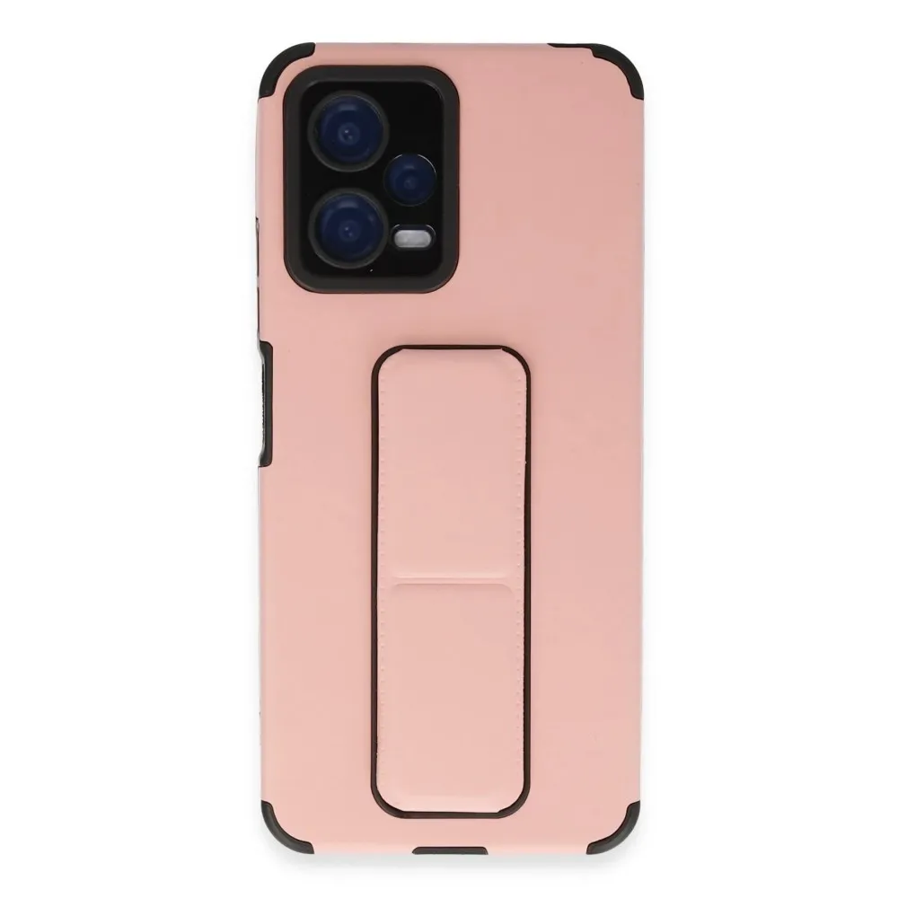 Newface Xiaomi Poco X5 5G Kılıf Mega Standlı Silikon - Pudra