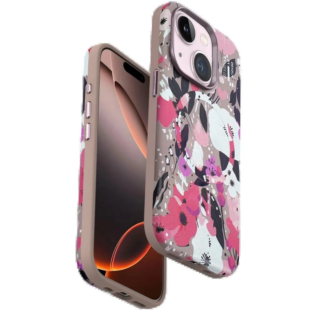 Onegif Iphone 15 Flower Series Magsafe Kapak - Pembe