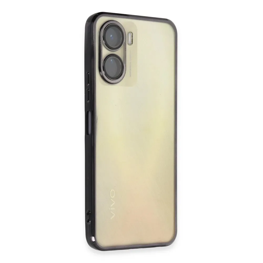 Newface Vivo Y16 Kılıf Razer Lensli Silikon - Siyah