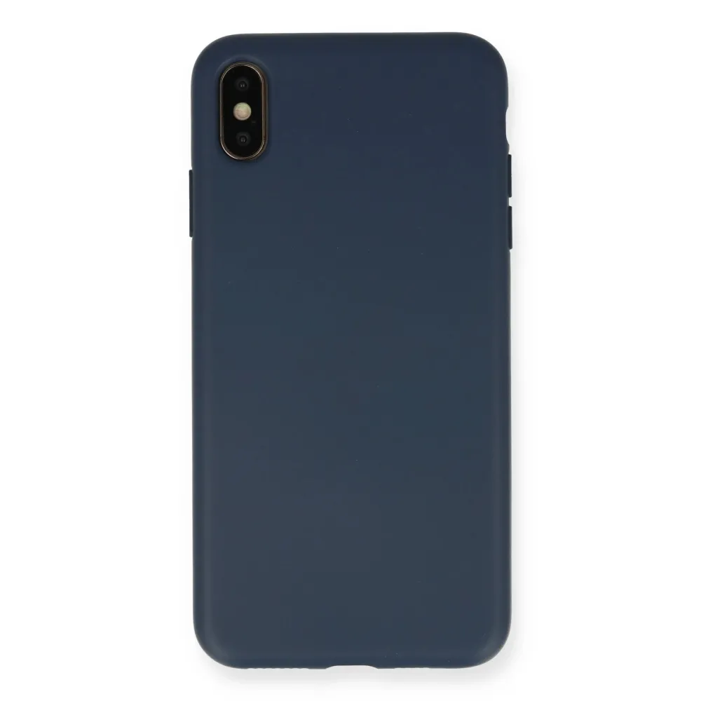 Newface Iphone Xs Max Kılıf Nano Içi Kadife Silikon - Lacivert