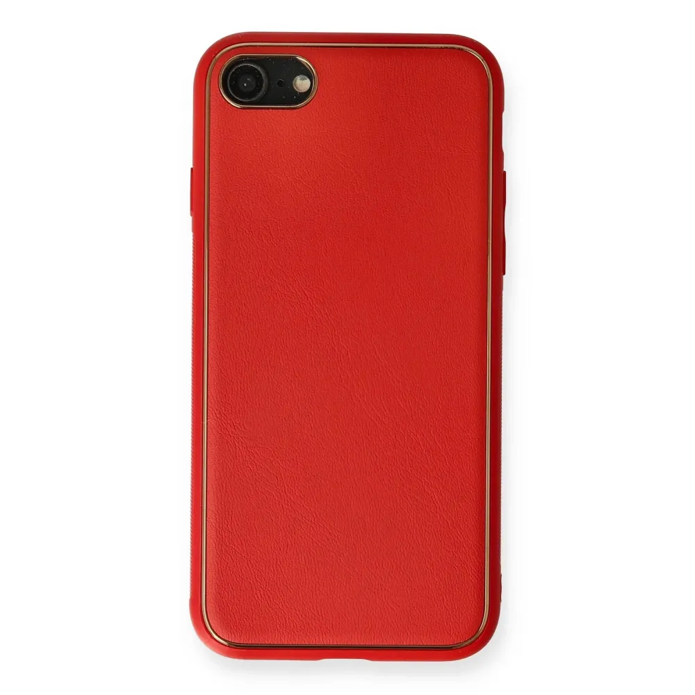 Newface Iphone 7 Kılıf Coco Deri Silikon Kapak - Kırmızı