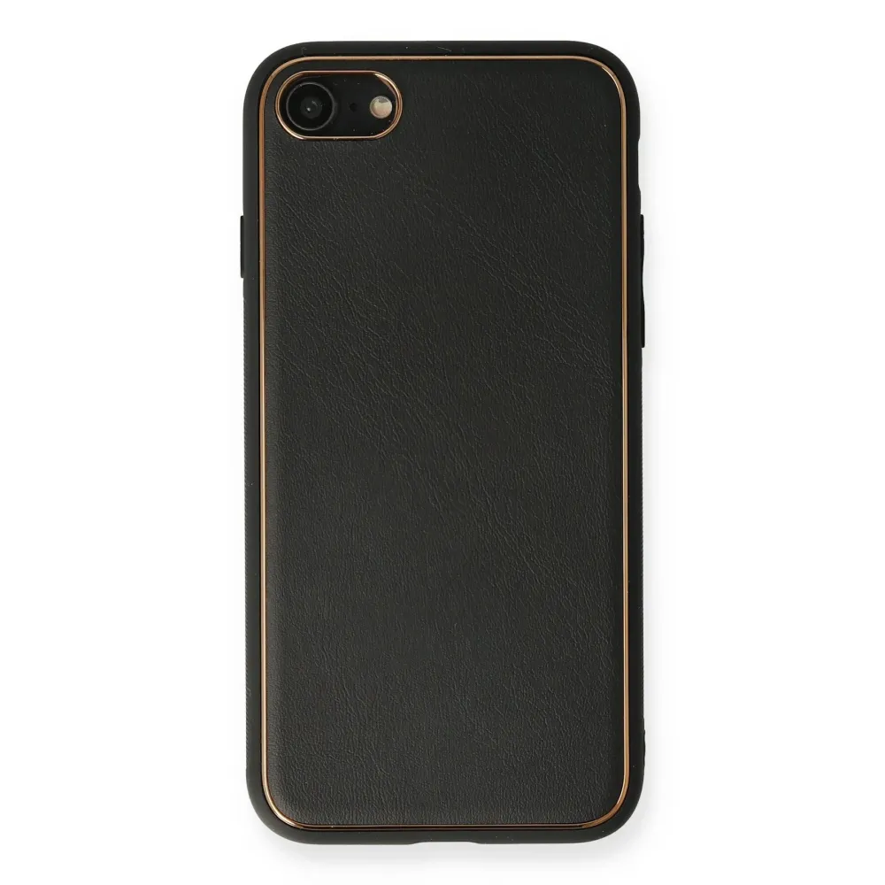 Newface Iphone 7 Kılıf Coco Deri Silikon Kapak - Siyah
