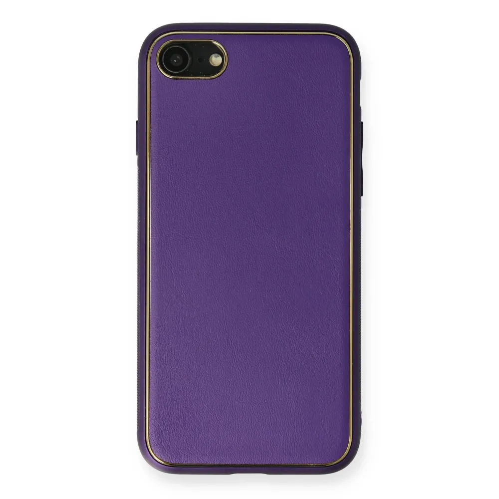 Newface Iphone 7 Kılıf Coco Deri Silikon Kapak - Mor