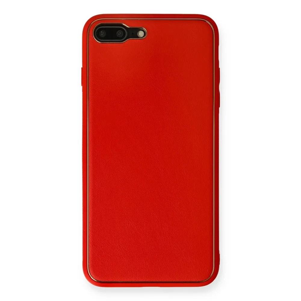 Newface Iphone 7 Plus Kılıf Coco Deri Silikon Kapak - Kırmızı