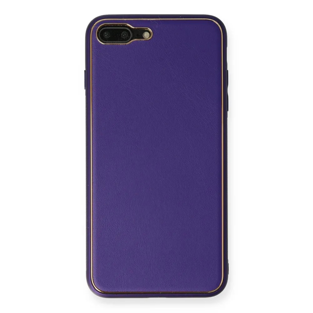 Newface Iphone 7 Plus Kılıf Coco Deri Silikon Kapak - Mor