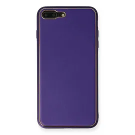 Newface Iphone 7 Plus Kılıf Coco Deri Silikon Kapak - Mor