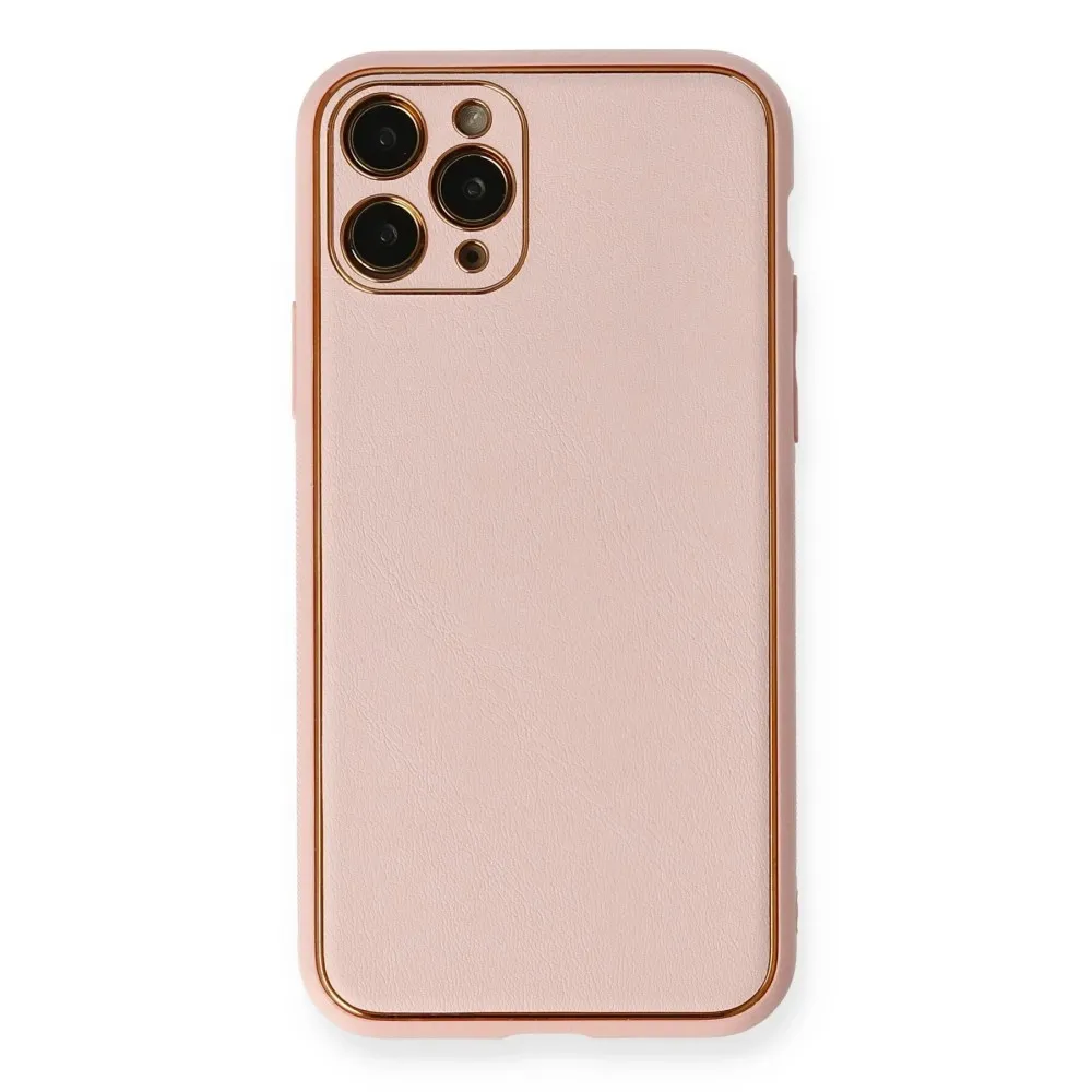 Newface Iphone 11 Pro Kılıf Coco Deri Silikon Kapak - Pembe
