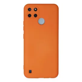 Newface Realme C25Y Kılıf Nano Içi Kadife Silikon - Turuncu