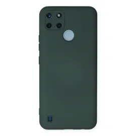 Newface Realme C25Y Kılıf Nano Içi Kadife Silikon - Koyu Yeşil