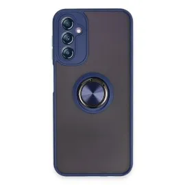 Newface Samsung Galaxy A14 4G Kılıf Montreal Yüzüklü Silikon Kapak - Lacivert