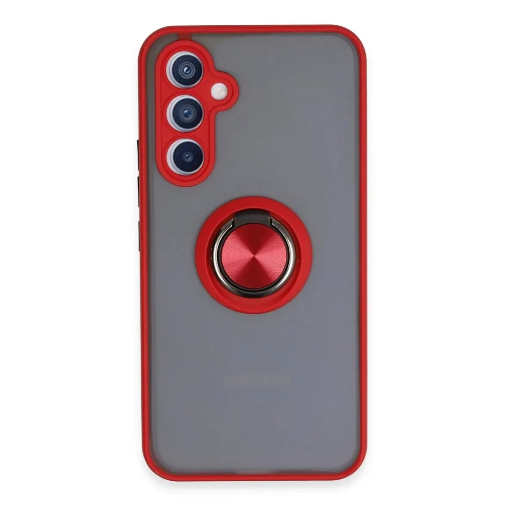 Newface Samsung Galaxy A54 5G Kılıf Montreal Yüzüklü Silikon Kapak - Kırmızı