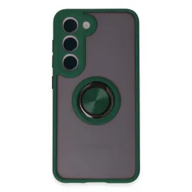 Newface Samsung Galaxy S23 Kılıf Montreal Yüzüklü Silikon Kapak - Yeşil