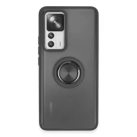 Newface Xiaomi Mi 12T Pro Kılıf Montreal Yüzüklü Silikon Kapak - Siyah