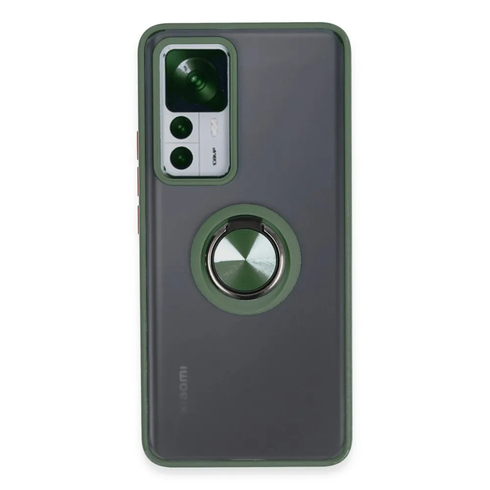 Newface Xiaomi Mi 12T Pro Kılıf Montreal Yüzüklü Silikon Kapak - Yeşil
