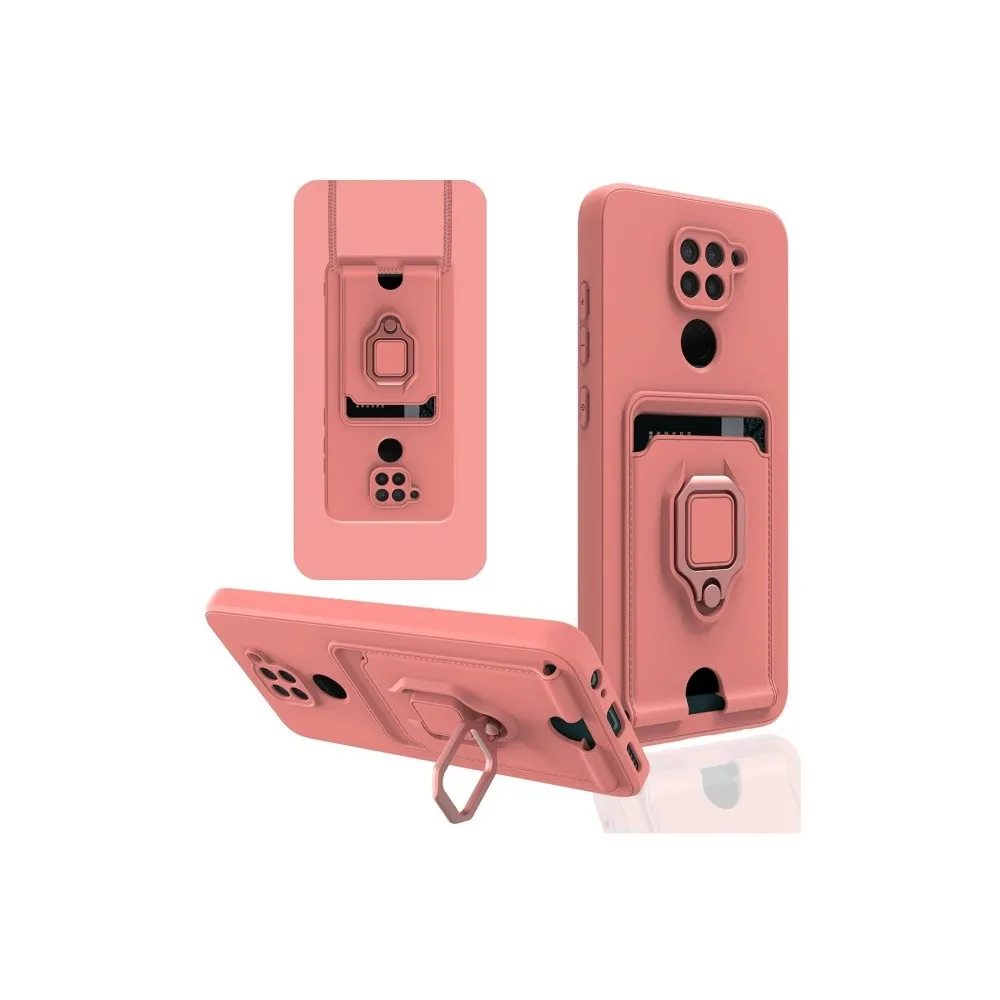 Newface Xiaomi Redmi Note 9 Kılıf Zuma Kartvizitli Yüzüklü Silikon - Pembe