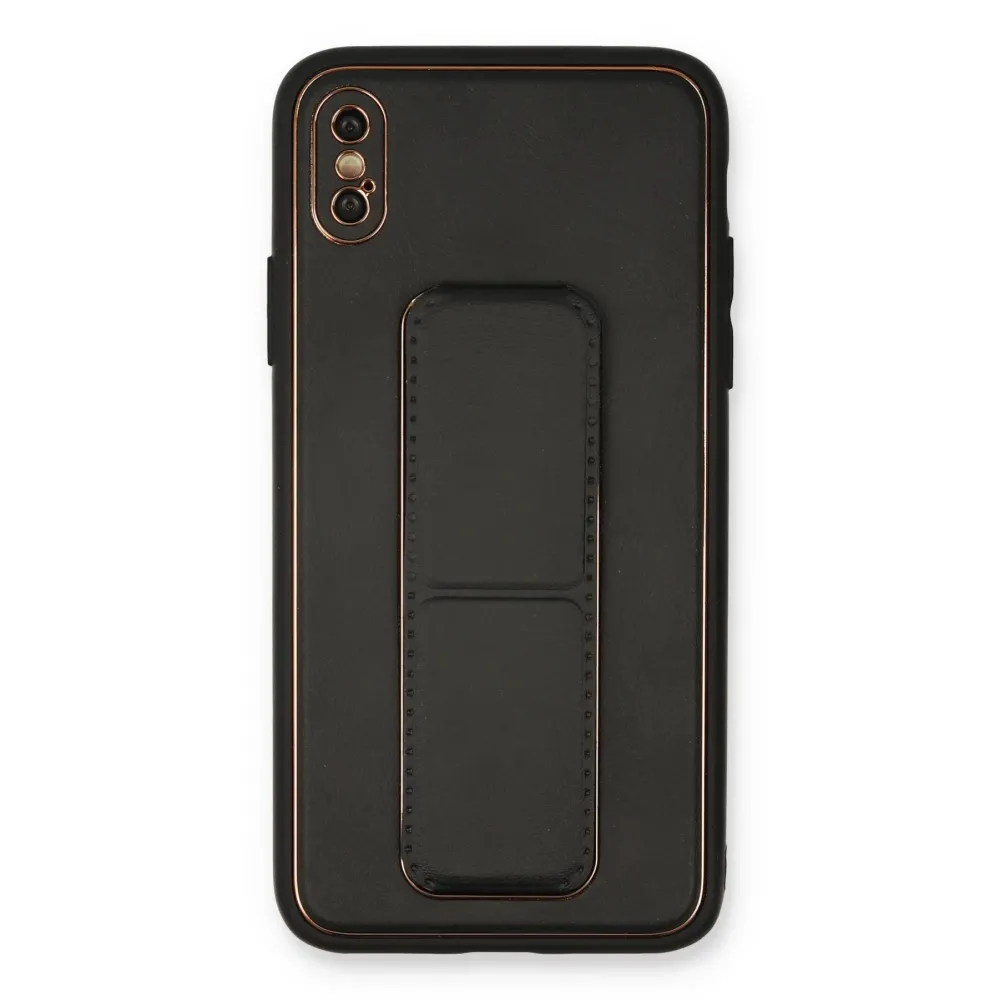 Newface Iphone Xs Max Kılıf Coco Deri Standlı Kapak - Siyah