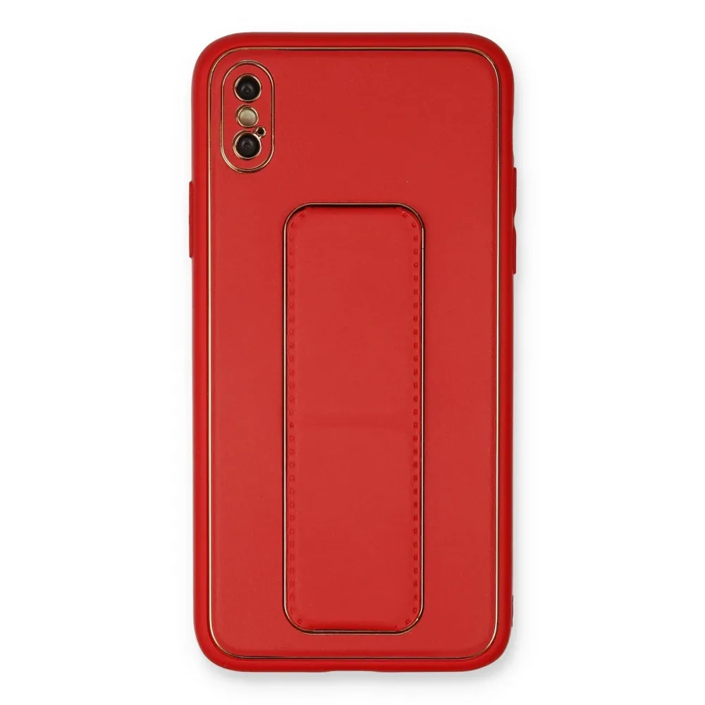 Newface Iphone Xs Max Kılıf Coco Deri Standlı Kapak - Kırmızı