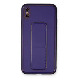 Newface Iphone Xs Max Kılıf Coco Deri Standlı Kapak - Mor