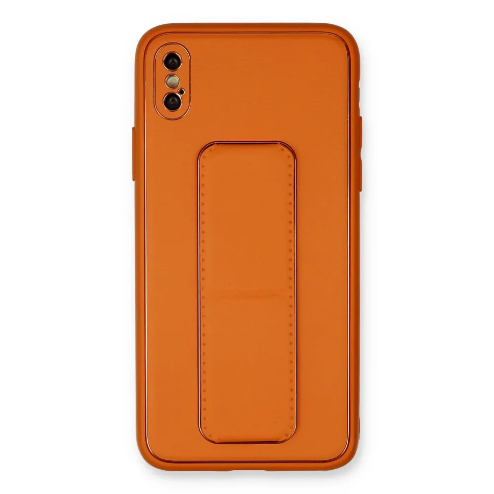 Newface Iphone Xs Max Kılıf Coco Deri Standlı Kapak - Turuncu