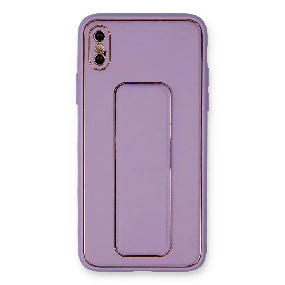 Newface Iphone Xs Max Kılıf Coco Deri Standlı Kapak - Koyu Lila