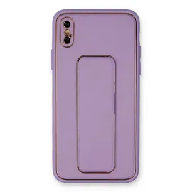 Newface Iphone Xs Max Kılıf Coco Deri Standlı Kapak - Koyu Lila