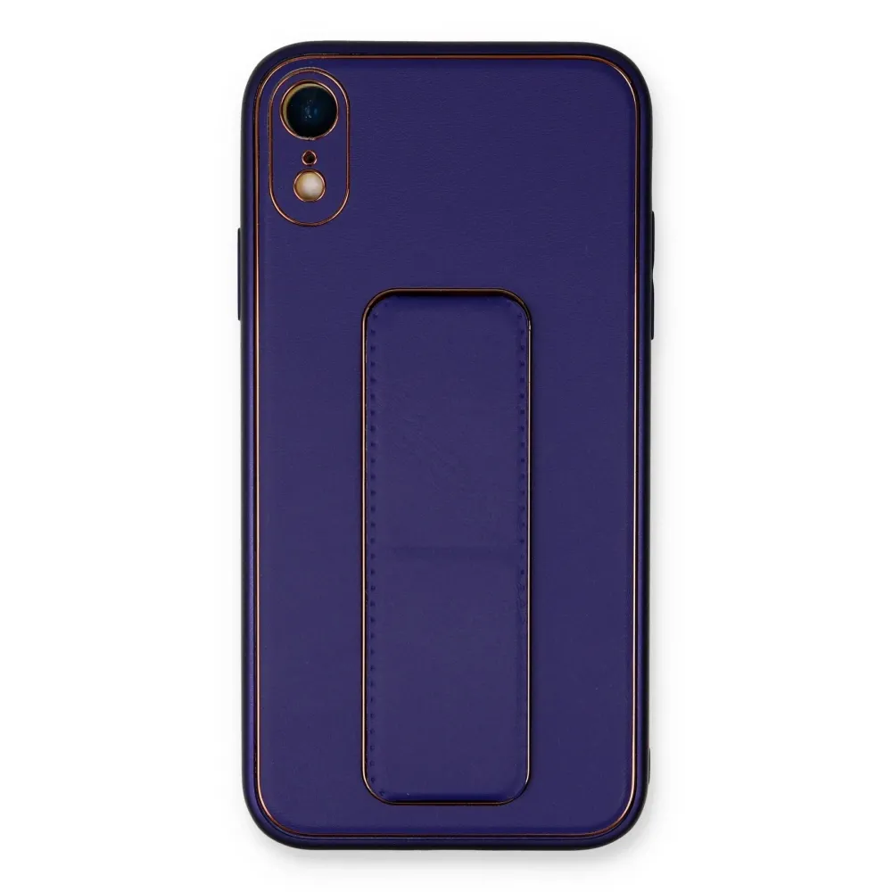 Newface Iphone Xr Kılıf Coco Deri Standlı Kapak - Mor