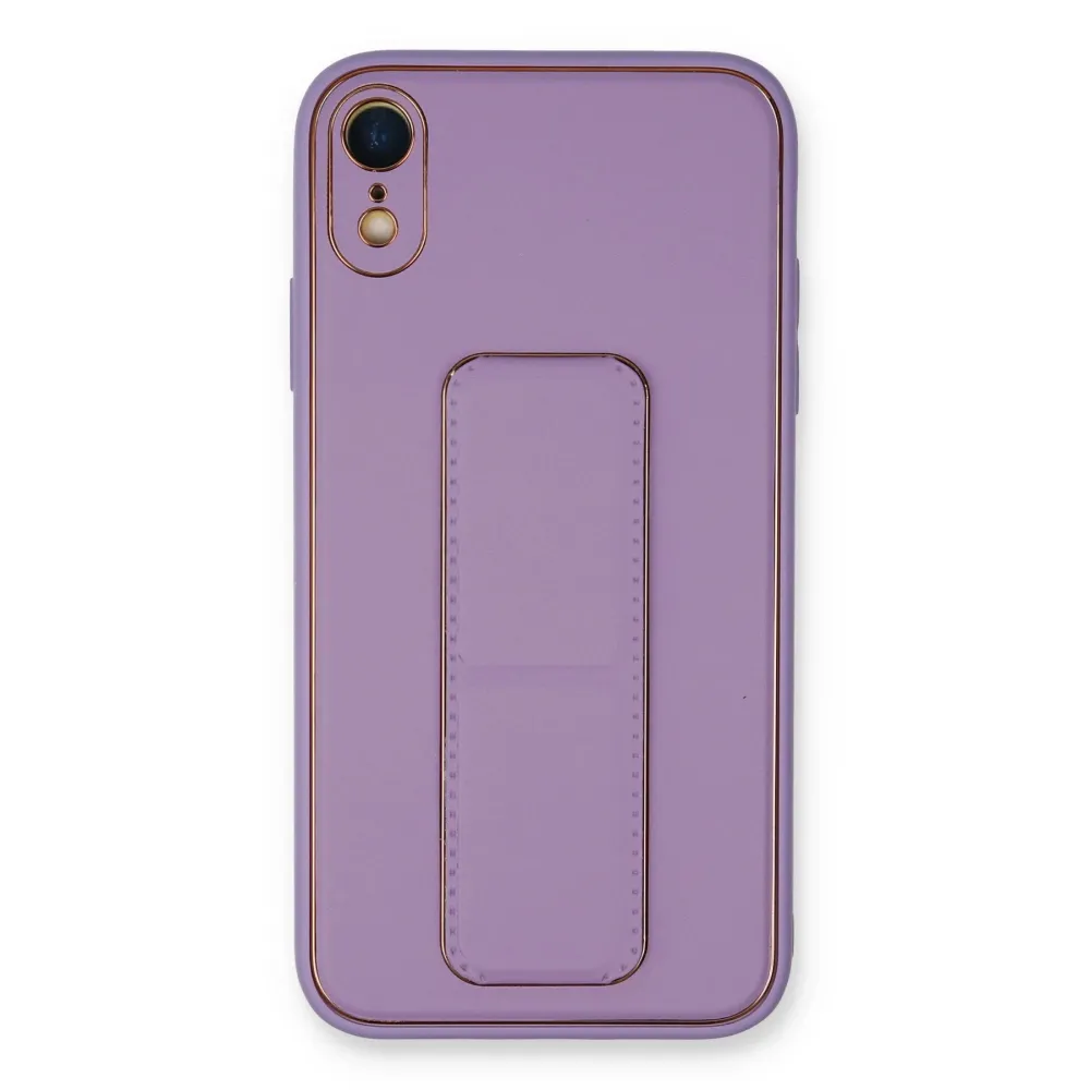 Newface Iphone Xr Kılıf Coco Deri Standlı Kapak - Koyu Lila