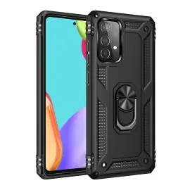 Newface Samsung Galaxy A52 Kılıf Sofya Yüzüklü Silikon Kapak - Siyah