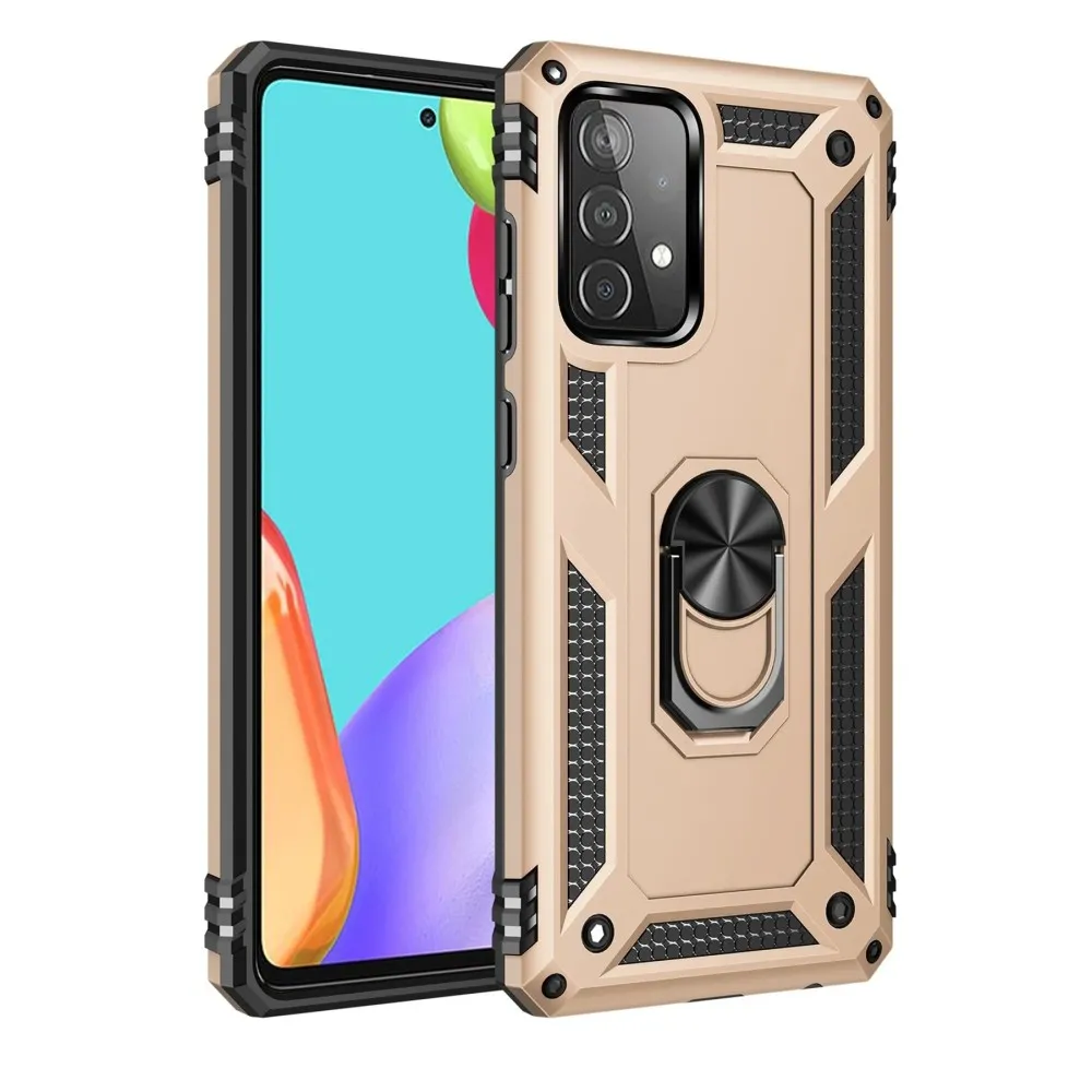 Newface Samsung Galaxy A52 Kılıf Sofya Yüzüklü Silikon Kapak - Gold