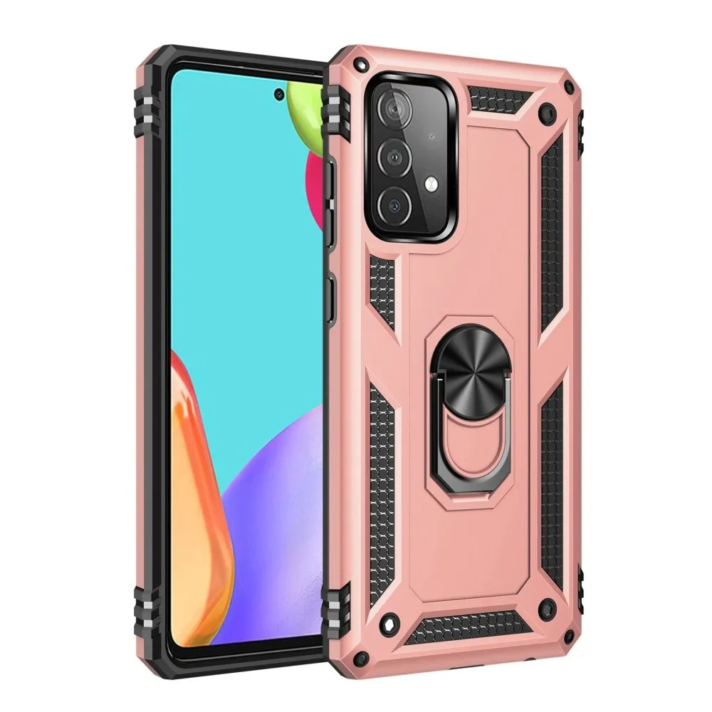 Newface Samsung Galaxy A52 Kılıf Sofya Yüzüklü Silikon Kapak - Rose