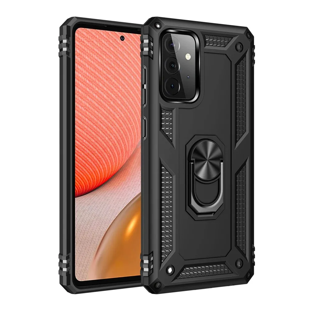 Newface Samsung Galaxy A72 Kılıf Sofya Yüzüklü Silikon Kapak - Siyah