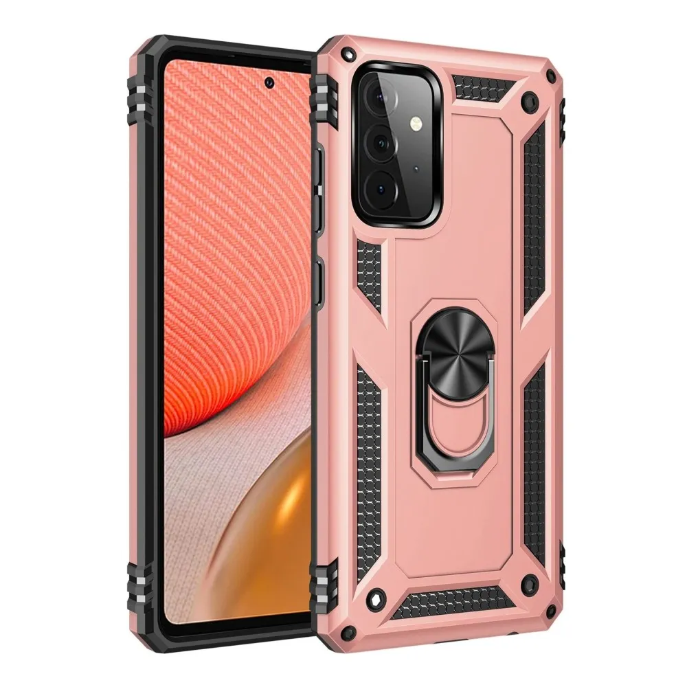 Newface Samsung Galaxy A72 Kılıf Sofya Yüzüklü Silikon Kapak - Rose