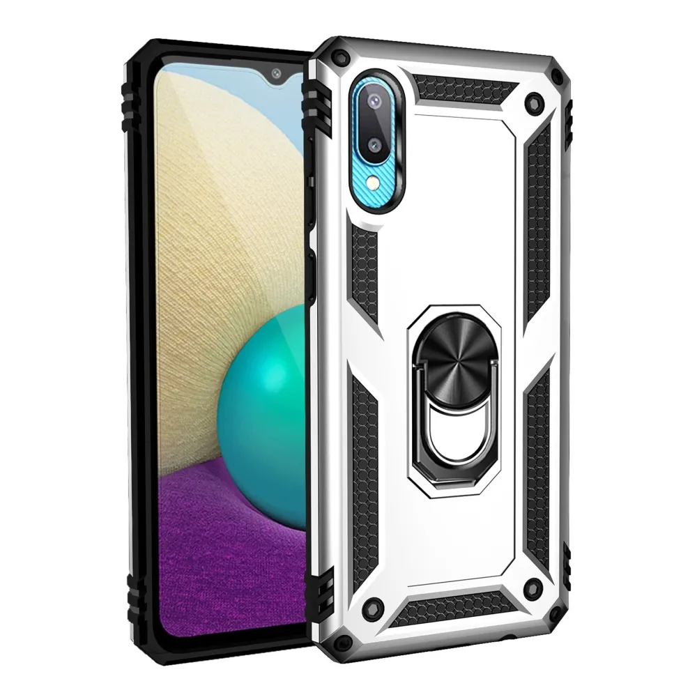 Newface Samsung Galaxy A02 Kılıf Sofya Yüzüklü Silikon Kapak - Gümüş