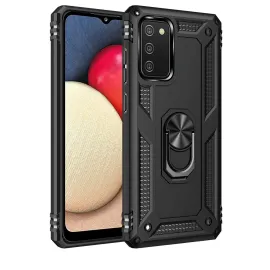 Newface Samsung Galaxy A02S Kılıf Sofya Yüzüklü Silikon Kapak - Siyah