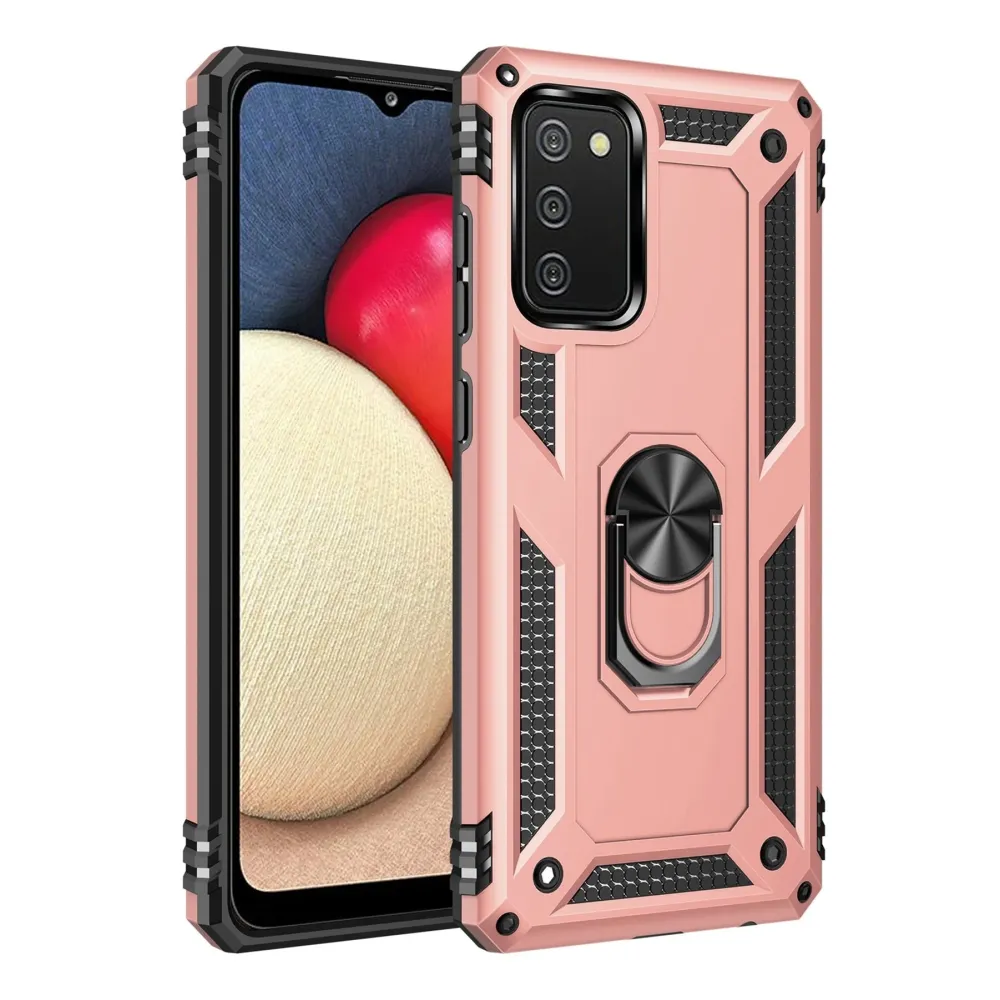 Newface Samsung Galaxy A02S Kılıf Sofya Yüzüklü Silikon Kapak - Rose