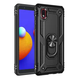 Newface Samsung Galaxy A01 Core Kılıf Sofya Yüzüklü Silikon Kapak - Siyah