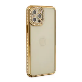 Newface Iphone 12 Pro Kılıf Joke Taşlı Silikon - Gold