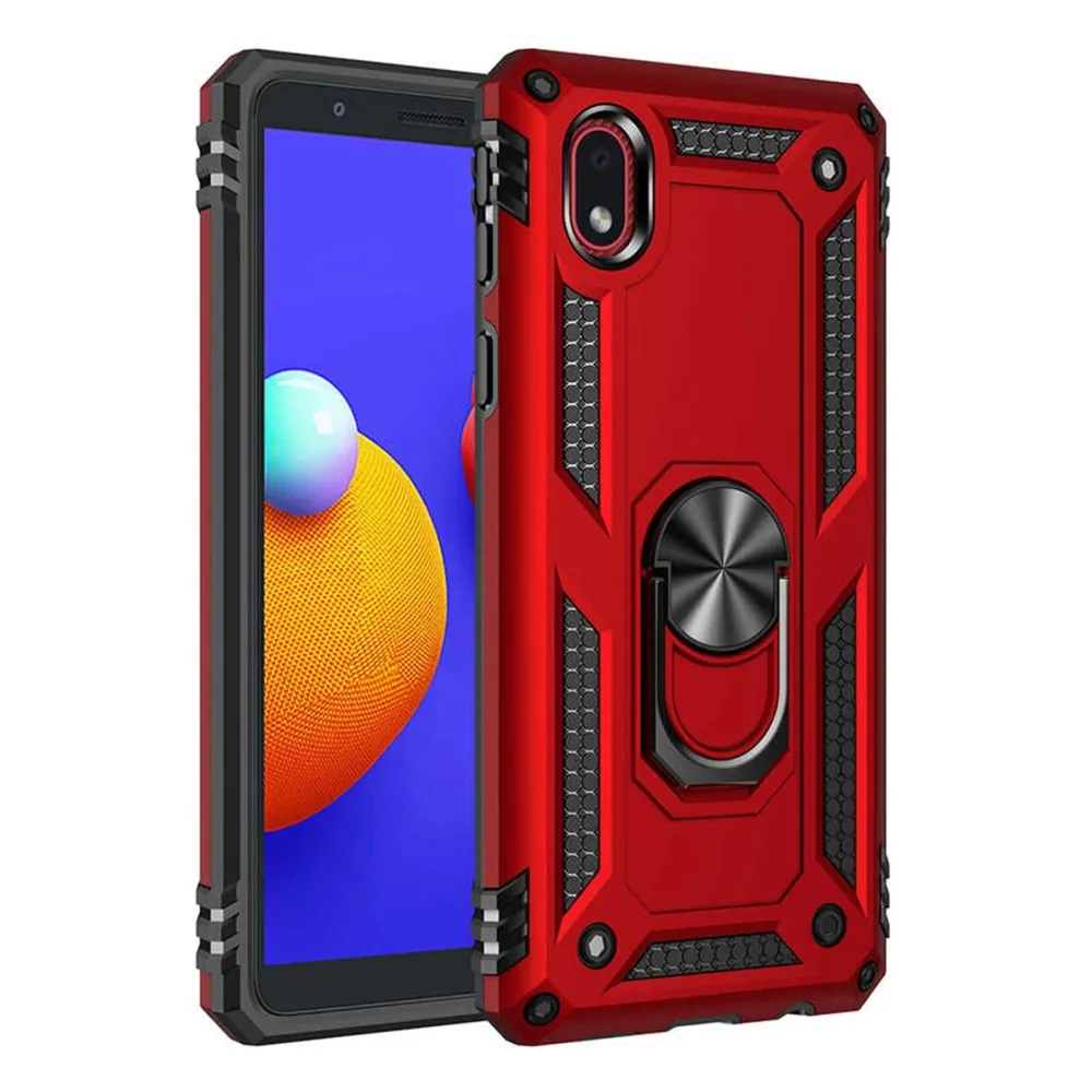 Newface Samsung Galaxy A01 Core Kılıf Sofya Yüzüklü Silikon Kapak - Kırmızı