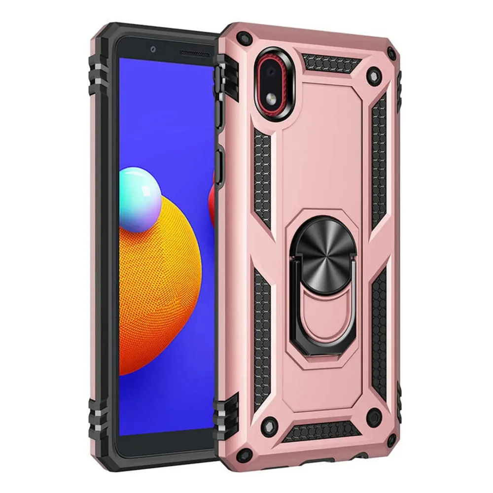 Newface Samsung Galaxy A01 Core Kılıf Sofya Yüzüklü Silikon Kapak - Rose