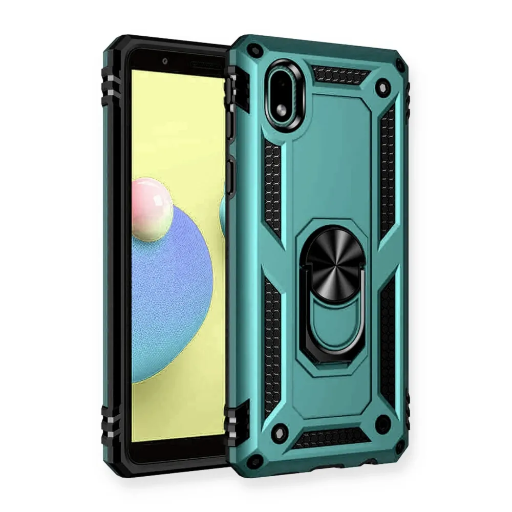 Newface Samsung Galaxy A01 Core Kılıf Sofya Yüzüklü Silikon Kapak - Yeşil