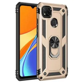 Newface Xiaomi Redmi 9C Kılıf Sofya Yüzüklü Silikon Kapak - Gold