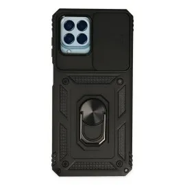 Newface Samsung Galaxy M33 Kılıf Pars Lens Yüzüklü Silikon - Siyah
