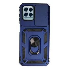 Newface Samsung Galaxy M33 Kılıf Pars Lens Yüzüklü Silikon - Lacivert